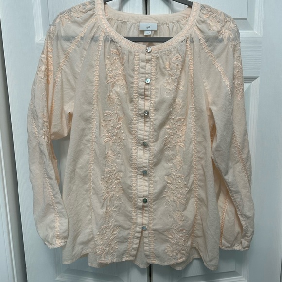 J. Jill Tops - J. Jill Embroidered Button Front Blouse